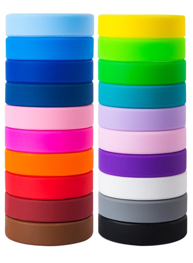 CYCLUSIVE 20 Pieces Rubber Bracelets Solid Color Silicone Wristbands Colored Rubber Stretch Bracelets for Women Men Teen Gifts - Image 1